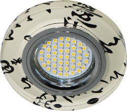 28586 8445-2 15LED*2835 SMD MR16 50W G5.3, черный-белый, серебро Светильник встр. (уп.10/50шт.) 28586-1