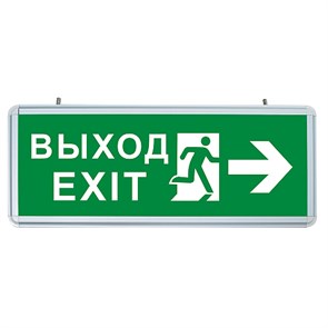 32551, Светильник аккумуляторный, 6 LED/1W 230V, AC/DC зеленый 355*145*25 mm, серебристый, EL55 32551