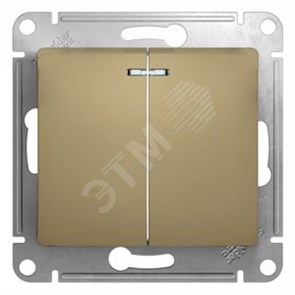 GSL000453 Glossa Двухклавишный выключатель с подсветкой (сх.5а), титан, механизм (уп.20шт.) Schneider Electric GSL000453