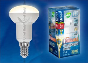 LED-R50-6W/WW/E14/FR/DIM Palazzo Лампа светодиодная диммир., теплый белый свет (уп.50шт.) UNIEL LED-R50-6W/WW/E14/FR/DIM