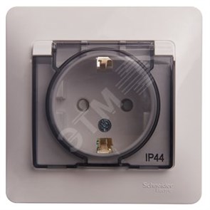 GSL000148 Glossa Розетка 1 гнездо с заземлением, шторками и крышкой IP44, белая, в сборе (уп.10шт.) Systeme Electric (Россия) GSL000148