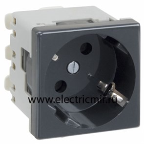 K01-14 Розетка 2p+e Schuko 16A 250B 45*45 SC графит 681842