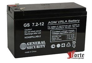 GS7.2-12 Аккумулятор 12В/7,2 А/ч General Security (Китай) GS7.2-12
