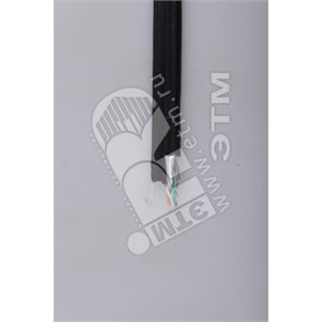 LC3-C5E04-359 Кабель в/п ЭКРАН уличный F/UTP кат.5E 4х2х24AWG, LDPE трос 1,2мм, черный (кор.305м.) LC3-C5E04-359