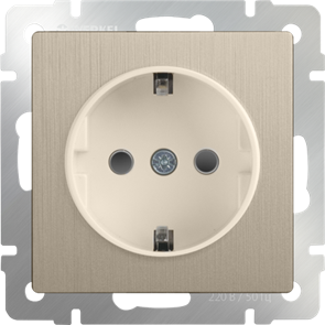 WL10-SKGS-01-IP44 Механизм розетки 1 гнездо с заземлением и шторками, шампань рифленый (уп.10шт.) WERKEL a035620