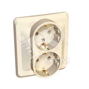 PC 16-007K ЭТЮД Розетка 2 гнезда с заземлением бежевая (уп.15шт.) Schneider Electric PC16-007K