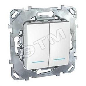 MGU5.0101.18NZD ДВУХКЛАВИШНЫЙ ВЫКЛЮЧАТЕЛЬ  С ИНДИКАЦИЕЙ БЕЛЫЙ (уп.10шт.) UNICA MGU5.0101.18NZD