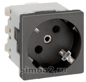 K11-14 Connect Розетка 2P+E Schuko, 16А 250В, 45х45мм, безвинтовые клеммы, SC, графит Simon Electric K11-14