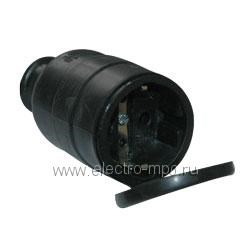 BEM 11-103 Economic Розетка кабельная каучуковая 220В 16А с з/к и крышкой, IP44, чёрная (уп.24шт.) BEMIS (Турция) BEM 11-103