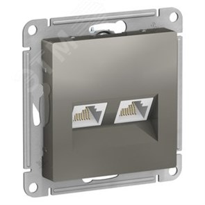 ATN000985 AtlasDesign Механизм розетки двойной компьютерной RJ45+RJ45, Cat.5e, сталь Systeme Electric (Россия) ATN000985