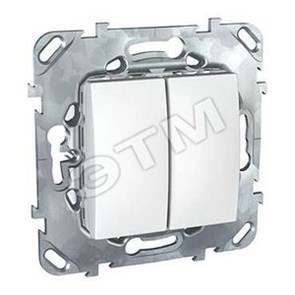 MGU5.211.18ZD Unica Двухклавишный выключатель (сх.5), белый (уп.10шт.) Schneider Electric MGU5.211.18ZD