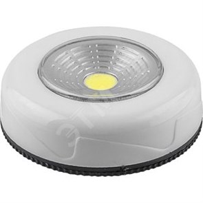 23373 FN1204 Светодиодный светильник-кнопка (1шт в блистере) 1LED 2W (3*AAA в комплект не входят), 68*18мм, белый (уп.120шт.) FERON (Китай) 23373