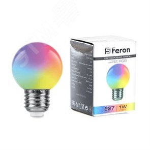 38116 LB-37 1W 230V E27 RGB G45 матовый плавная сменая цвета Лампа светодиодная (уп.10/200шт.) FERON (Китай) 38116
