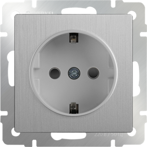 WL09-SKG-01-IP20 Механизм розетки 1 гнездо с заземлением, серебряная рифленая (уп.10шт.) WERKEL a035648