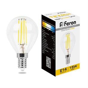 38249 LB-515 (15W) 230V E14 2700K G45 Filament Лампа светодиодная (уп.10/100шт.) FERON (Китай) 38249