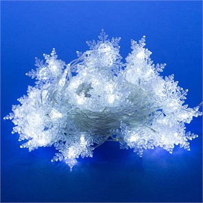 ULD-S0700-050/DTA SNOWFLAKES-1 Гирлянда-нить"Снежинки-1" 50LED белый 7м, 8реж. IP20, 2,5W Uniel UNIEL ULD-S0700-050/DTA SNOWFLAKES-1