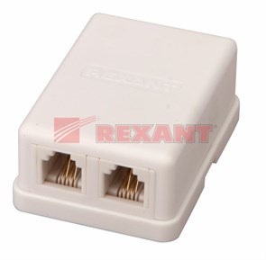 FD 03-0002/FD 6024 Телефонная розетка 2 гнезда 6P-4C (уп.50/500шт.) REXANT FD 03-0002