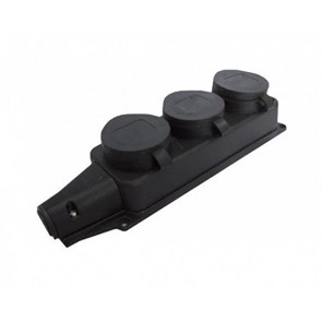 MUT-29/3 Колодка 3 гнезда с с/з и крышкой 220В 16А IP44 каучук, чёрная (уп.12шт.) Mutlusan (Турция) 010083500293