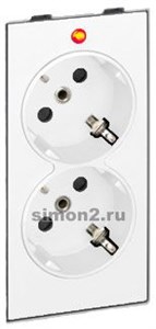 S1-9 Розетка двойная, 2к+з Schuko, 16А, 250В, CIMA-модуль 52x108 мм, белый 684449