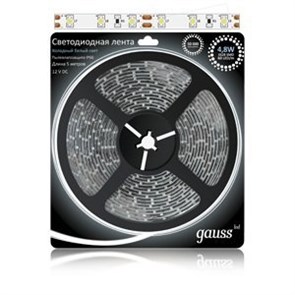 312000305 Gauss LED 2835/60-SMD 4.8W 12V DC Лента св/д IP20 холодный белый цвет (уп.5м.) 312000305