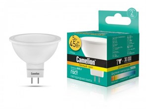LED5-S108/830/GU5.3 Светодиодная лампа 5Вт 220B (уп.10/100шт.) Camelion LED5-S108/830/GU5.3