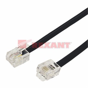 FD 18-3102/6113 Телефонный удлинитель 10м черный (уп.10/100шт.) REXANT FD 18-3102