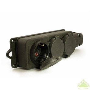 BK1-1402-2613/3613 Колодка 3 гнезда с з/к и крышкой 220В 16А, IP55, чёрная (уп.7шт.) BEMIS 8698523902905