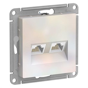 ATN000485 AtlasDesign Механизм розетки двойной компьютерной RJ45+RJ45, Cat.5e, жемчуг (уп.5шт.) Systeme Electric (Россия) ATN000485