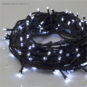 3556812 Гирлянда "Нить" 20 м , IP20, тёмная нить, 200 LED, свечение белое, 8 режимов, 220 В 3556812