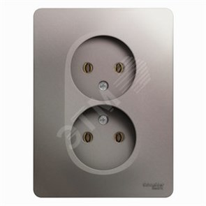 GSL001220 Glossa Розетка двойная без заземления, платина, в сборе (уп.15шт.) Schneider Electric GSL001220