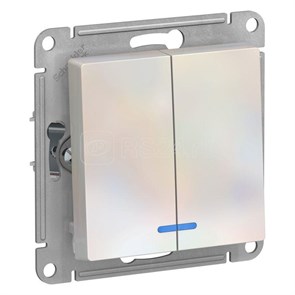 ATN000453 AtlasDesign Механизм выключателя двухклавишного с подсветкой (сх.5а), жемчуг (уп.10шт.) Systeme Electric (Россия) ATN000453