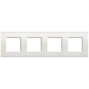 LNA4802M4BI LivingLight Рамка прямоугольная, 4 поста (немецкий стандарт 2+2+2+2 модуля, межосевое расстояние 71мм), цвет белый Bticino LNA4802M4BI