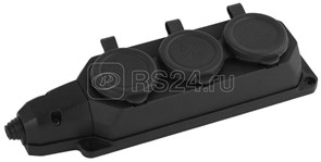 Б0044545 K-3e-B Колодка 3 гнезда с з/к и крышкой 220В 16А, IP44, чёрная (уп.90шт.) ЭРА (Российская Федерация, Турция) Б0044545
