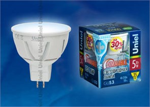 LED-JCDR-5W/NW/GU5.3/FR/DIM ALP01WH пластик (уп.50шт.) UNIEL 686468