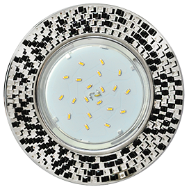 FU53RMECB Ecola GX53 H4 5319 Glass Круг с прозр.-черной мозаикой/фон зерк./центр. часть хром 40x123x123 (к+) Светильник встраиваемый (уп.10/50шт.) FU53RMECB