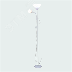 UML-T520 E27+E14 SILVER/WHITE Светильник напольный (Торшер). Цвет серебристый/белый. Uniel™ (Китай) UL-00010195