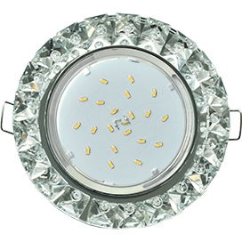 FK53RGECB Ecola GX53 H4 5361 Glass Светильник встраиваемый Круг с крупными стразами Конус/фон зерк./центр.часть хром 52x120 (к+) (уп.10/30шт.) FK53RGECB