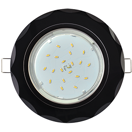FP53RCECH Ecola GX53 H4 5313 Glass Стекло Круг с вогнутыми гранями черный хром-черный 38x126 (к+) Светильник встраиваемый (уп.10/30шт.) FP53RCECH
