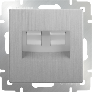 WL09-RJ11-45 Розетка телефонная RJ-11 и компьютерная RJ-45 серебряная рифленая (уп.5шт.) WERKEL WL09-RJ11-45