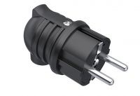 BK1-1402-2022 Вилка с заземлением угловая каучуковая IP44, черная (уп.20шт.) BEMIS (Турция) 8698523920220