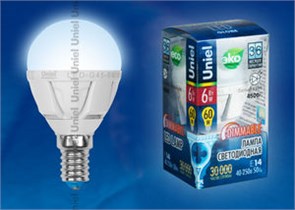 LED-G45-6W/NW/E14/FR/DIM Palazzo Лампа светодиодная диммир., белый свет (уп.10шт.) UNIEL LED-G45-6W/NW/E14/FR/DIM