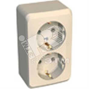 PA 16-007K ЭТЮД Розетка 2 гнезда с заземлением бежевая (уп.16шт.) Systeme Electric (Россия) PA16-007K