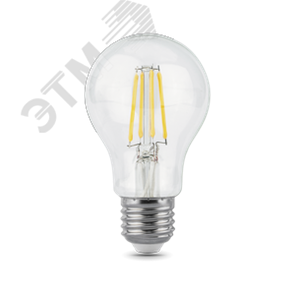 102802206 Black Filament LED А60 6W 630lm 4100К Е27 Лампа светодиодная "груша" (уп.10/40шт.) Gauss 102802206