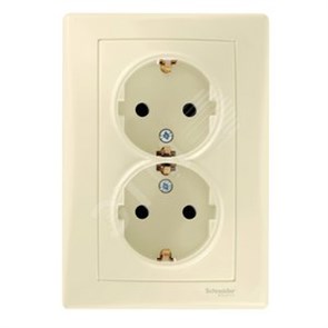 SDN3000747 Sedna Розетка 2 гнезда с/з и шторками 16А, 250В, бежевая (уп.10шт.) Schneider Electric SDN3000747