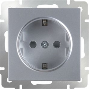 W1171106/WL06-SKGS-01-IP44 Механизм розетки 1 гнездо с заземлением и шторками, серебряный (уп.10шт.) Werkel™ a051519-1