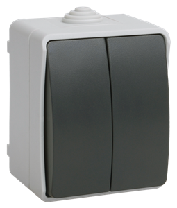 EVS20-K03-10-54-DC ФОРС  Выключатель двухклавишный наружный IP54 (уп.10шт.) IEK® EVS20-K03-10-54-DC