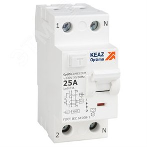 343913 OptiDin DM63-2240-A-4,5-УХЛ4 Выключатель дифференциального тока (УЗО) без защиты от сверхтоков 2P 40А 30мА тип AC 4,5кА КЭАЗ (Россия) 343913