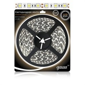 311000114 Gauss LED 5050/60-SMD 14.4W 12V DC Лента св/д IP66 теплый белый цвет (уп.5м.) 311000114