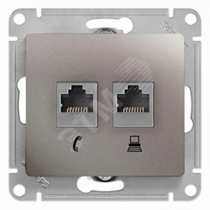 GSL001285 Glossa Розетка телефон/компьютер RJ11+RJ45 Cat. 5e, платина, механизм (уп.10шт.) Schneider Electric GSL001285