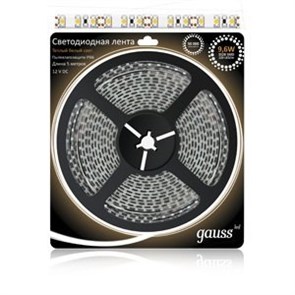 312000110 Gauss LED 2835/120-SMD 9.6W 12V DC Лента св/д IP20 теплый белый цвет (уп.5м.) 312000110